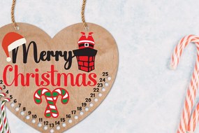 Σετ των 2 Intra απο ξύλο plywood 3mm-4mm πάχος Αντίστροφη μέτρηση για τα χριστουγεννιάτικα γλυκά | Candy Cane Δίασταση 15x15 cm INTRAFABR-109927586