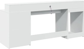 vidaXL Γραφείο με LED Λευκό 200x55x91 εκ. από Επεξεργασμένο Ξύλο