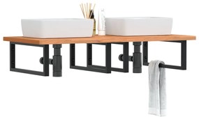 Ράφι Νιπτήρα Τοίχου από Ατσάλι / Μασίφ Ξύλο Οξιάς