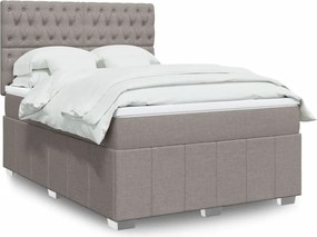 vidaXL Κρεβάτι Boxspring με Στρώμα Taupe 140x190 εκ. Υφασμάτινο