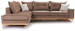 Γωνιακός καναπές δεξιά γωνία Luxury II pakoworld ύφασμα mocha-cream 290x235x95εκ