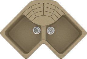 Sanitec Classic 310 (83x83×50) - Γωνιακος Γρανιτένιος νεροχύτης - Metallic CREAM