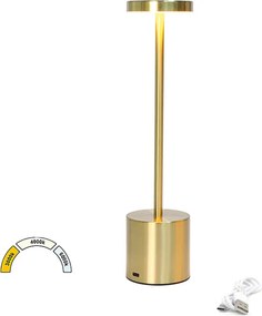 LED πορτατίφ επαναφορτιζόμενο 3W 200Lm IP44 CCTντιμαριζόμενο  USB-C χρυσό