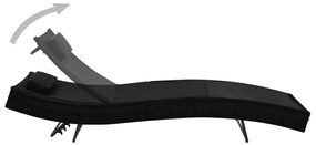 vidaXL Ξαπλώστρες 2 τεμ. Μαύρες Συνθετικό Ρατάν/Textilene με Τραπέζι