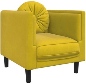 vidaXL Πολυθρόνα Κίτρινη Βελούδινη με Μαξιλάρι
