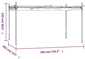 Πέργκολα με Πτυσσόμενη Οροφή Κρεμ 395 x 292 x 230 εκ. - Κρεμ