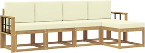vidaXL Σειρά Καναπέ Εξωτερικού με μαξιλάρι 5 pcs Λευκό και Κρεμ
