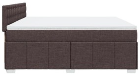 Κρεβάτι Boxspring με Στρώμα Σκούρο Καφέ 200x200 εκ. Υφασμάτινο - Καφέ