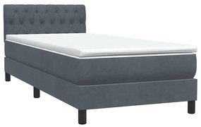 vidaXL Box Spring Κρεβάτι με στρώμα Σκούρο γκρι 100x220 εκ. Βελούδινο