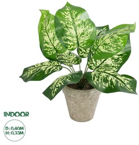 GloboStar® Artificial Garden DIEFFENBACHIA POTTED PLANT 20897 Διακοσμητικό Φυτό Διεφενμπάχια Φ40 x Υ33cm