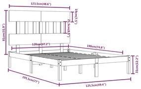 Πλαίσιο Κρεβατιού Λευκό 120x190 εκ. Μασίφ Ξύλο Small Double - Λευκό