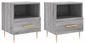 vidaXL Κομοδίνα 2 τεμ. Γκρι Sonoma 40 x 35 x 47,5 εκ. Επεξεργ. Ξύλο