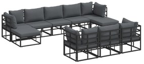 vidaXL Σετ Καναπέ Κήπου 10 pcs Μαύρο 353 x 141.5 x 71 εκ Αλουμίνιο