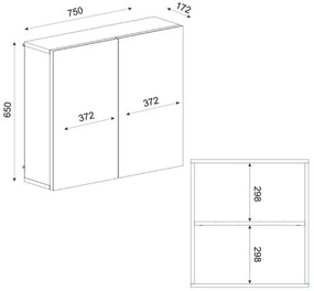 Καθρέπτης μπάνιου Binary Μegapap χρώμα λευκό 75x17,2x65εκ.