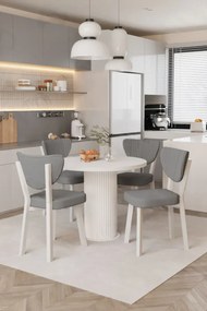 Stewehome Σετ Στρογγυλής Τραπεζαρίας με 4 Καρέκλες Λευκό γκρι 90x90 cm