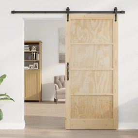 vidaXL Συρόμενη Πόρτα με Σετ Εξαρτημάτων 93x202 εκ. Συμπαγές Ξύλο Πεύκου
