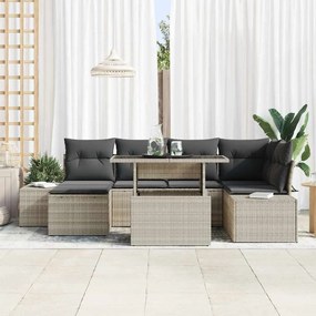 vidaXL Σετ Καναπέ Κήπου με μαξιλάρι 7 pcs Ανοιχτό γκρι
