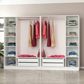 Εξαφυλλη Ντουλαπα Λευκο/Μαυρο KALEO 52x270x210