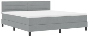 vidaXL Κρεβάτι Box Spring με Στρώμα & LED Ανοιχτό Γκρι 180x200 εκ Ύφασμα