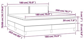 Κρεβάτι Boxspring με Στρώμα &amp; LED Μαύρο 180x200 εκ. Βελούδινο - Μαύρο