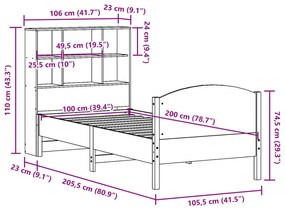 ΚΡΕΒΑΤΙ ΒΙΒΛΙΟΘΗΚΗ ΧΩΡΙΣ ΣΤΡΩΜΑ 100X200 ΕΚ. ΜΑΣΙΦ ΞΥΛΟ ΠΕΥΚΟ 3323120