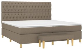 Κρεβάτι Boxspring με Στρώμα Taupe 200x200 εκ. Υφασμάτινο - Μπεζ-Γκρι