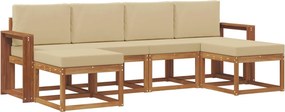 vidaXL Σειρά Καναπέ Εξωτερικού 6 τμχ. Φυσικό και Μπεζ