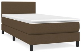 vidaXL Κρεβάτι Boxspring με Στρώμα Σκούρο Καφέ 90x190 εκ. Υφασμάτινο