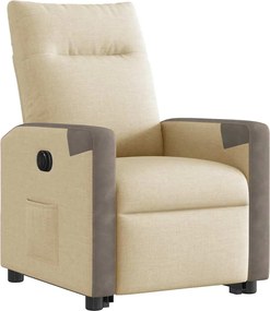 vidaXL Πολυθρόνα Ηλεκ. Ανακλινόμενη με Ανύψωση Κρεμ Υφασμάτινη