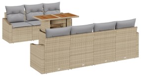 vidaXL Σετ Εξωτερικής Τραπεζαρίας 8 Τεμαχίων Με Μαξιλάρια Μπεζ Πολυεστέρα Ρατάν Ακακίας