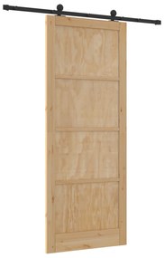 vidaXL Συρόμενη Πόρτα με Σετ Εξαρτημάτων 93x232 cm Μασίφ Ξύλο Πεύκου