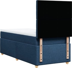 vidaXL Κρεβάτι Boxspring με Στρώμα Μπλε 90x200 εκ.Υφασμάτινο