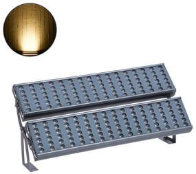 90225 GloboStar®  FLOOD-TENA 90225 Προβολέας Wall Washer για Φωτισμό Κτιρίων LED 192W 17280lm 10° DC 24V Αδιάβροχο IP65 L68.5 x W33 x H24cm Θερμό Λευκό 2700K - Ασημί - 3 Years Warranty