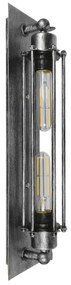 GloboStar REBELL 01567 Vintage Industrial Φωτιστικό Τοίχου Απλίκα Δίφωτο Ασημί Σκουριά Μεταλλικό Πλέγμα Μ9.5 x Π10 x Υ47cm - 01567