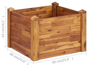 vidaXL Ζαρντινιέρα Υπερυψωμένη 60 x 60 x 44 εκ. από Μασίφ Ξύλο Ακακίας