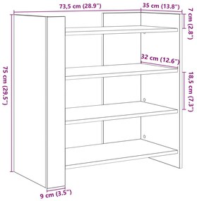 Ραφιέρα Λευκή 73,5x35x75 εκ. από Επεξεργασμένο Ξύλο - Λευκό