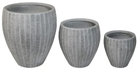 ΣΕΤ 3ΤΜΧ ΓΛΑΣΤΡΕΣ ΣΤΡΟΓΓΥΛΕΣ ΣΕΙΡΑ GARDENER HM4728 FIBERCLAY-ΧΡΩΜΑ CEMENT Φ49.5x56Υεκ
