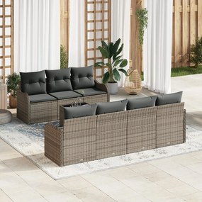 vidaXL Σετ 8 Τεμαχίων Καναπέ Κήπου με Μαξιλάρια Γκρι Πολυ Ρατάν, vidaXL Καναπές Κήπου 2 Θέσεων με Μαξιλάρια Γκρι Πολυ Ρατάν