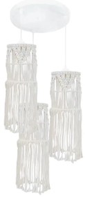 Φωτιστικό Οροφής Mac-01Pendel 3/L Macrame 31-1062 White Heronia Σχοινί, Πλαστικό