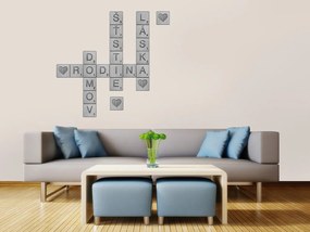 Διακοσμητικά αυτοκόλλητα τοίχου γκρι Scrabble - 50x70