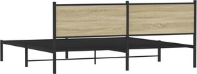vidaXL Σκελετός Κρεβ. Χωρίς Στρώμα Sonoma Δρυς 200x200 εκ. Μεταλλικό
