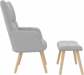 vidaXL Καρέκλα χαλάρωσης με υποπόδιο Cloud Grey Fabric