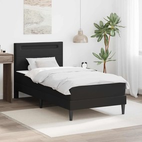 vidaXL Σκελετός κρεβατιού με στρώμα Μαύρο 90 x 200 cm Τεχνητό Δέρμα