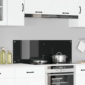 vidaXL Μαύρο Πλακάκι Κουζίνας 120x40x0,6 εκ από Γυαλί Ψημένο