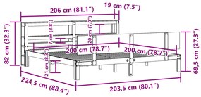 Πλαίσιο Κρεβατιού με Κεφαλάρι 200x200 εκ. από Μασίφ Ξύλο Πεύκου - Καφέ