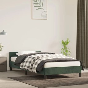 Πλαίσιο Κρεβατιού με Κεφαλάρι Σκ. Πράσινο 90x200 εκ. Βελούδινο