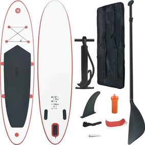 vidaXL Σετ Σανίδας Stand Up Paddle / Surf Φουσκωτό Κόκκινο και Λευκό