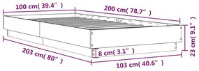 Πλαίσιο Κρεβατιού Καπνιστή Δρυς 100x200 εκ. Επεξεργασμένο Ξύλο - Καφέ