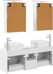 vidaXL Σετ Επίπλων Μπάνιου 5 pcs Λευκό Επεξεργασμένο Ξύλο και Γυαλί