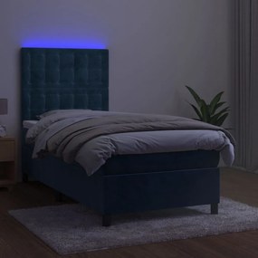 ΚΡΕΒΑΤΙ BOXSPRING ΜΕ ΣΤΡΩΜΑ &amp; LED ΣΚ. ΜΠΛΕ 100X200ΕΚ. ΒΕΛΟΥΔΙΝΟ 3136351